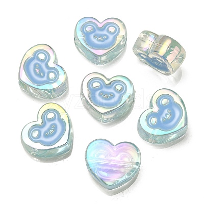 UV Plating Rainbow Iridescent Acrylic Enamel Beads OACR-G012-12-1