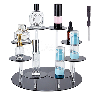 8-Tier Flat Round Acrylic Minifigures Organizer Display Risers ODIS-WH0058-02-1