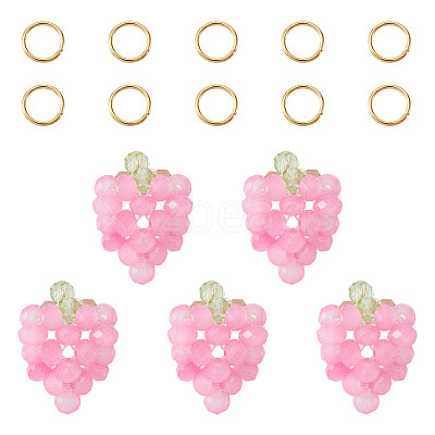 5Pcs Glass Beaded Pendants FIND-TA0009-10-1