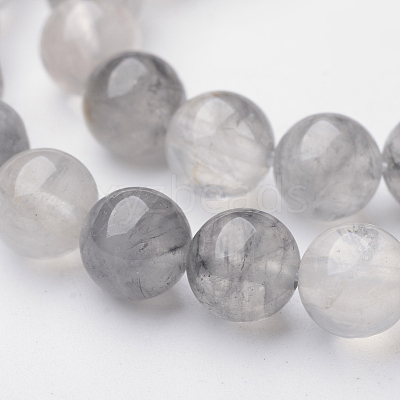 Natural Cloudy Quartz Round Bead Strands G-F262-03-1