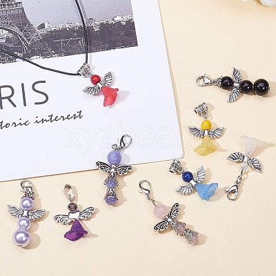 Glass/Gemstone Beads Pendants PALLOY-PH0013-04-1