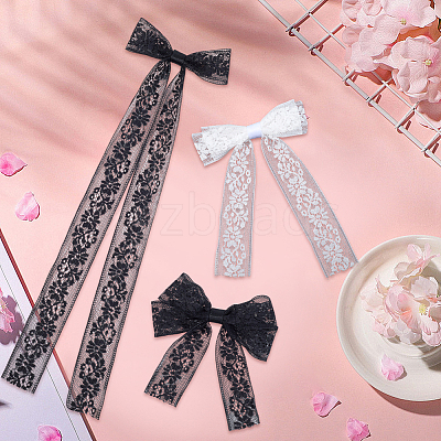 12Pcs 6 Styles Polyester Alloy Bowknot Hair Clips PHAR-CN0001-02-1