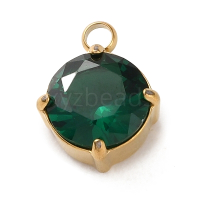 304 Stainless Steel Micro Pave Cubic Zirconia Pendants STAS-K292-01G-05-1