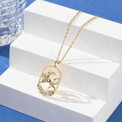 Brass Clear Cubic Zirconia Pendant Necklaces for Women LS-NJEW-B121-01G-04-1