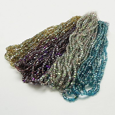 Electroplate Glass Beads Strands EGLA-D018-6x6mm-M3-1