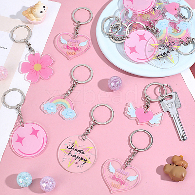 12Pcs 6 Style Acrylic Keychains KEYC-HY0001-40-1