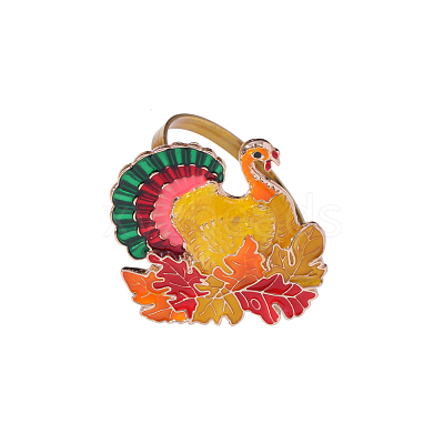 Thanksgiving Day Alloy Enamel Napkin Rings THXG-PW0001-075C-1