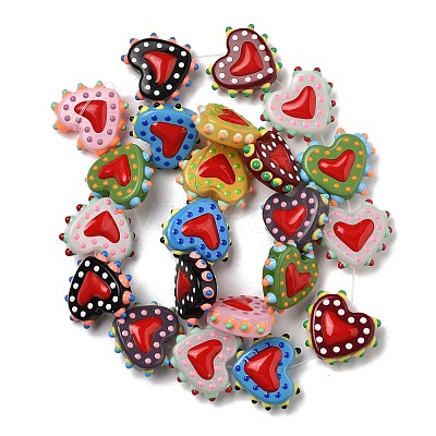 Baking Paint Glass Bumpy Beads Heart LAMP-V001-07-1