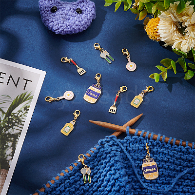 Tableware Theme Pendant Stitch Markers HJEW-AB00373-1