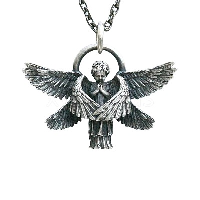 Alloy Angel Wing Pendant Necklaces for Unisex WGCF23F-01-1