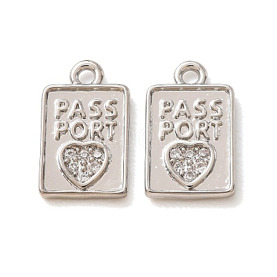 Brass Micro Pave Clear Cubic Zirconia Charms CU-CBA2907-07P-1
