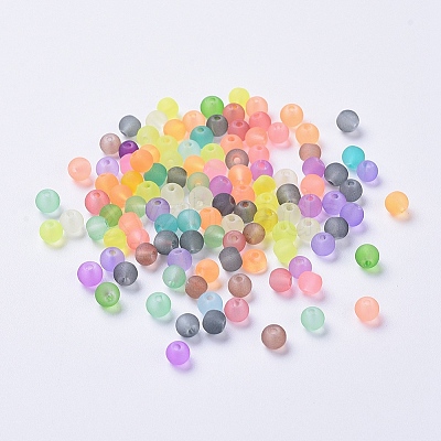 Transparent Frosted Glass Beads FGLA-R001-4mm-M-1