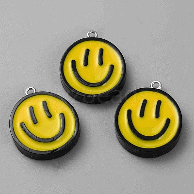 Opaque Resin Enamel Pendants RESI-WH0036-20A-1