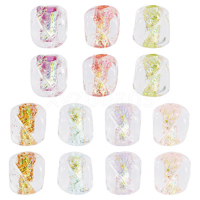 14Pcs 7 Colors Handmade Foil Lampwork Beads FOIL-TA0001-06-1