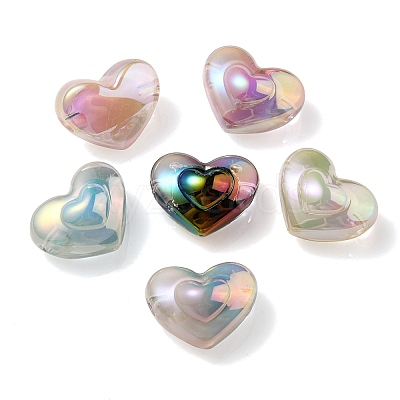 UV Plating Rainbow Iridescent Transparent Acrylic Beads OACR-C007-04-1