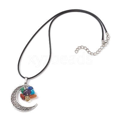 Tibetan Style Alloy Moon Pendant Necklace NJEW-JN04610-1