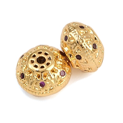 Brass Micro Pave Cubic Zirconia Beads KK-F910-05G-1
