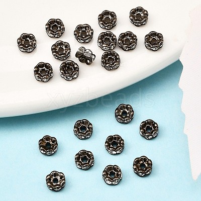 Flower Brass Crystal Rhinestone Bead Spacers RB-D302-B-1