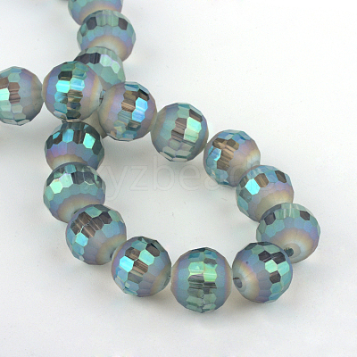 Faceted Round Electroplate Glass Bead Strands EGLA-S130-10mm-04-1