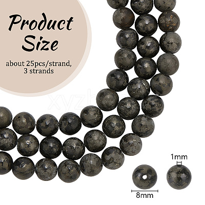 Natural Pyrite Beads Strands G-OC0001-83-1