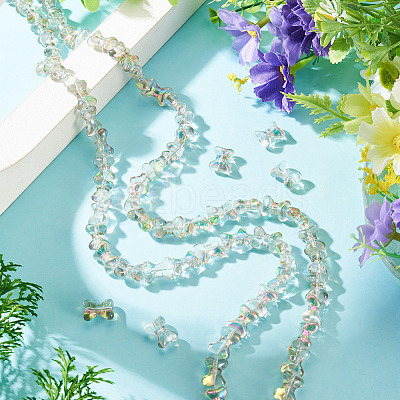 Electroplate Transparent Glass Beads Strands GLAA-TAC0028-009D-1