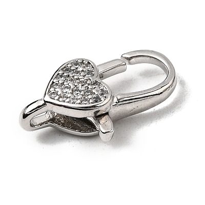 Brass Clear Cubic Zirconia Lobster Claw Clasps KK-Z078-46D-P-1