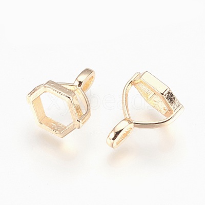 Brass Hexagon Bead Cap Bails KK-P150-19G-1