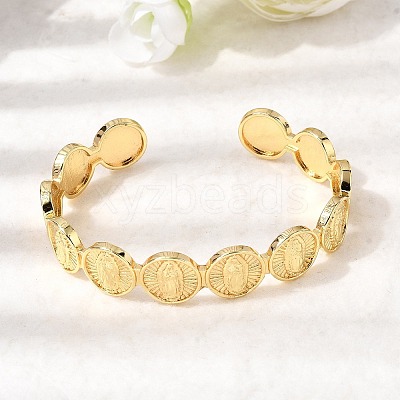 Religion Brass Open Cuff Bangles BJEW-K296-02B-G-1