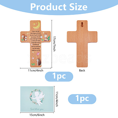 1Pc Wood Cross Wall Decoration AJEW-DC0003-93-1