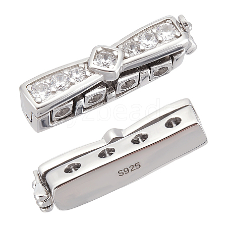 2pcs 925 Sterling Silver Rhinestone Clasps FIND-PH0020-99-1