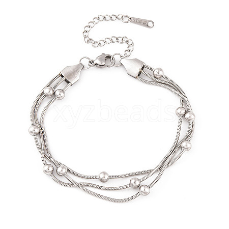 Titanium Steel Multi-strand Ball Bracelets BJEW-L687-01P-1