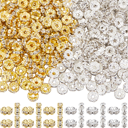 400pcs 2 Colors Brass Rhinestone Spacer Beads RB-SP0001-03A-1