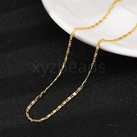 Brass Textured Oval Link Chain Necklaces NJEW-H053-01B-G01-1