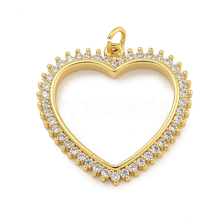 Rack Plating Brass Micro Pave Cubic Zirconia Pendants KK-C074-42G-1