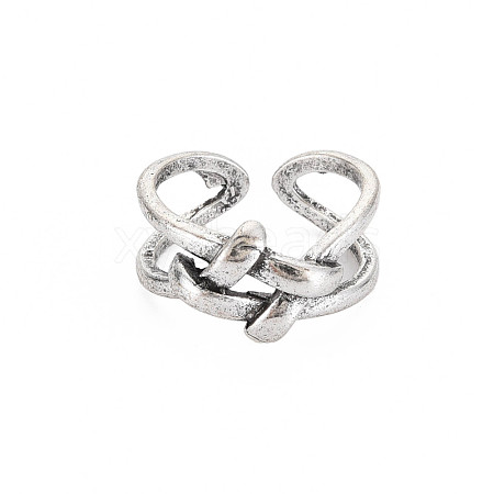 Cross Knot Open Cuff Ring RJEW-S038-210-1