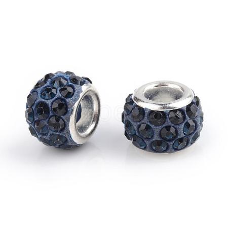 Polymer Clay Rhinestone European Beads CPDL-T001-19-1