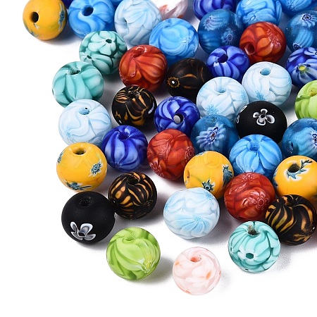 Handmade Millefiori Glass Round Beads LA-N001-01E-13MM-1