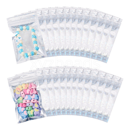 60Pcs Glitter Holographic Star Plastic Packaging Yin-yang Resealable Bags OPP-TA0001-24A-1