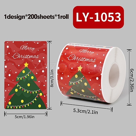 200Pcs Christmas Theme Paper Self-Adhesive Stickers DIY-M070-02J-1