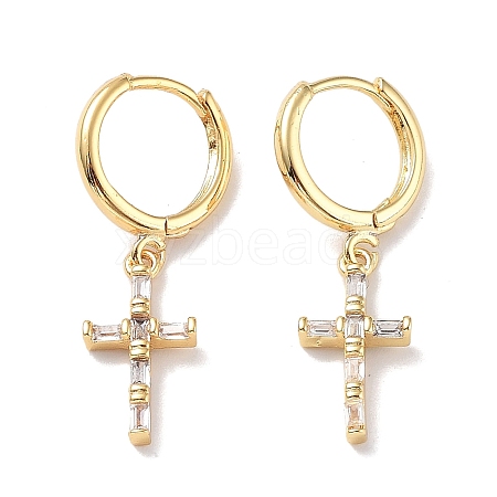 Real 18K Gold Plated Brass Dangle Hoop Earrings EJEW-L269-035G-01-1