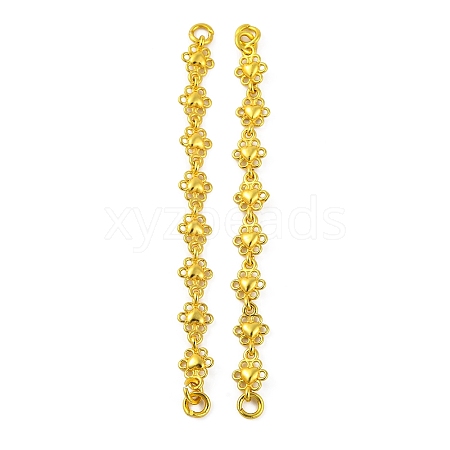 Brass Heart Flower Links Connector Charms KK-G502-14G-1