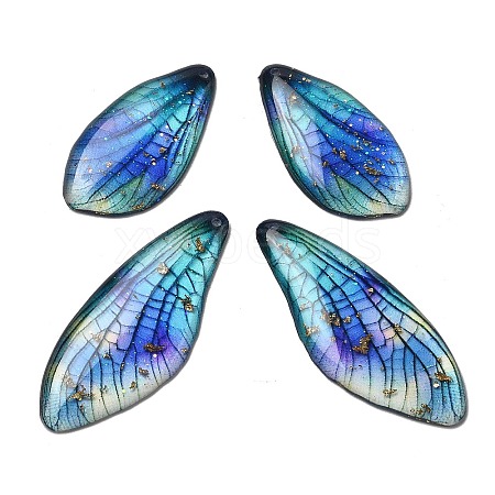 4Pcs Transparent Epoxy Resin Butterfly Wings Pendants RESI-C057-04A-1