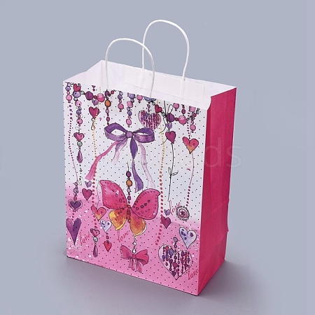 Butterfly Pattern Paper Gift Bags with Handles DIY-I030-03C-03-1