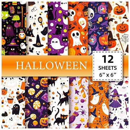 12Pcs Halloween Theme Scrapbooking Paper Pads PW-WG2CEC2-01-1