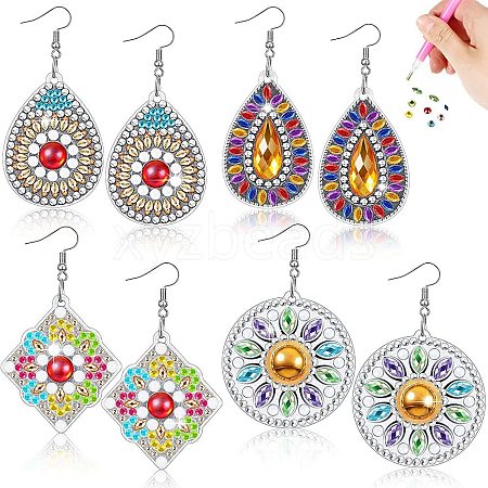 Teardrop/Rhombus/Round DIY Diamond Painting Earring Kits DIAM-PW0010-35A-1