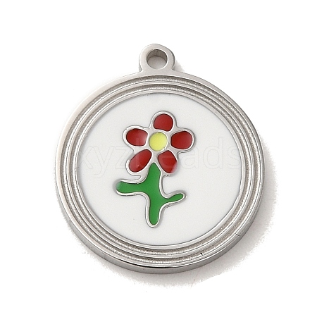 304 Stainless Steel Enamel Pendants STAS-L022-177A-P-1