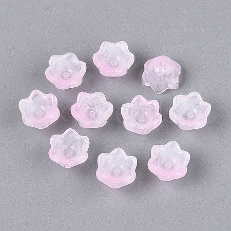 Transparent Two Tone Spray Painted Glass Bead Caps A-GLAA-Q089-002B-008-1