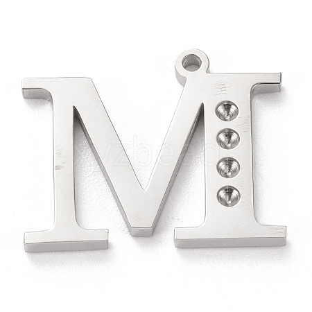 Tarnish Resistant 304 Stainless Steel Letter Pendant Rhinestone Settings LS-STAS-J028-01M-1