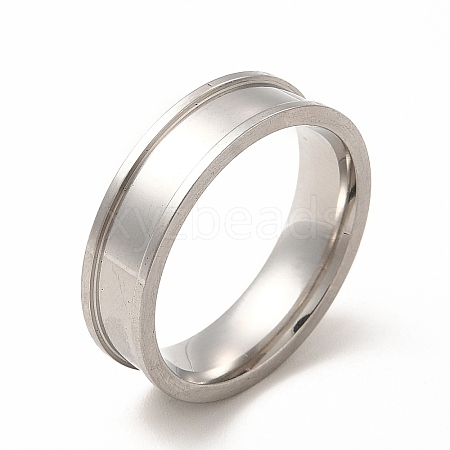 Non-Tarnish 201 Stainless Steel Grooved Finger Ring Settings STAS-P323-12P-1