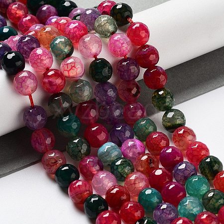 Natural Agate Round Beads Strand G-L085-8mm-01-1